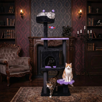 57 Gothic Cat Tower with Perch and Spider Toy