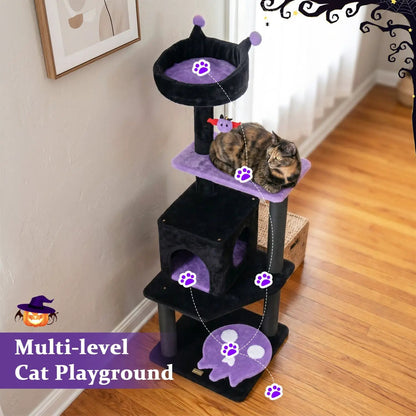 57 Gothic Cat Tower with Perch and Spider Toy