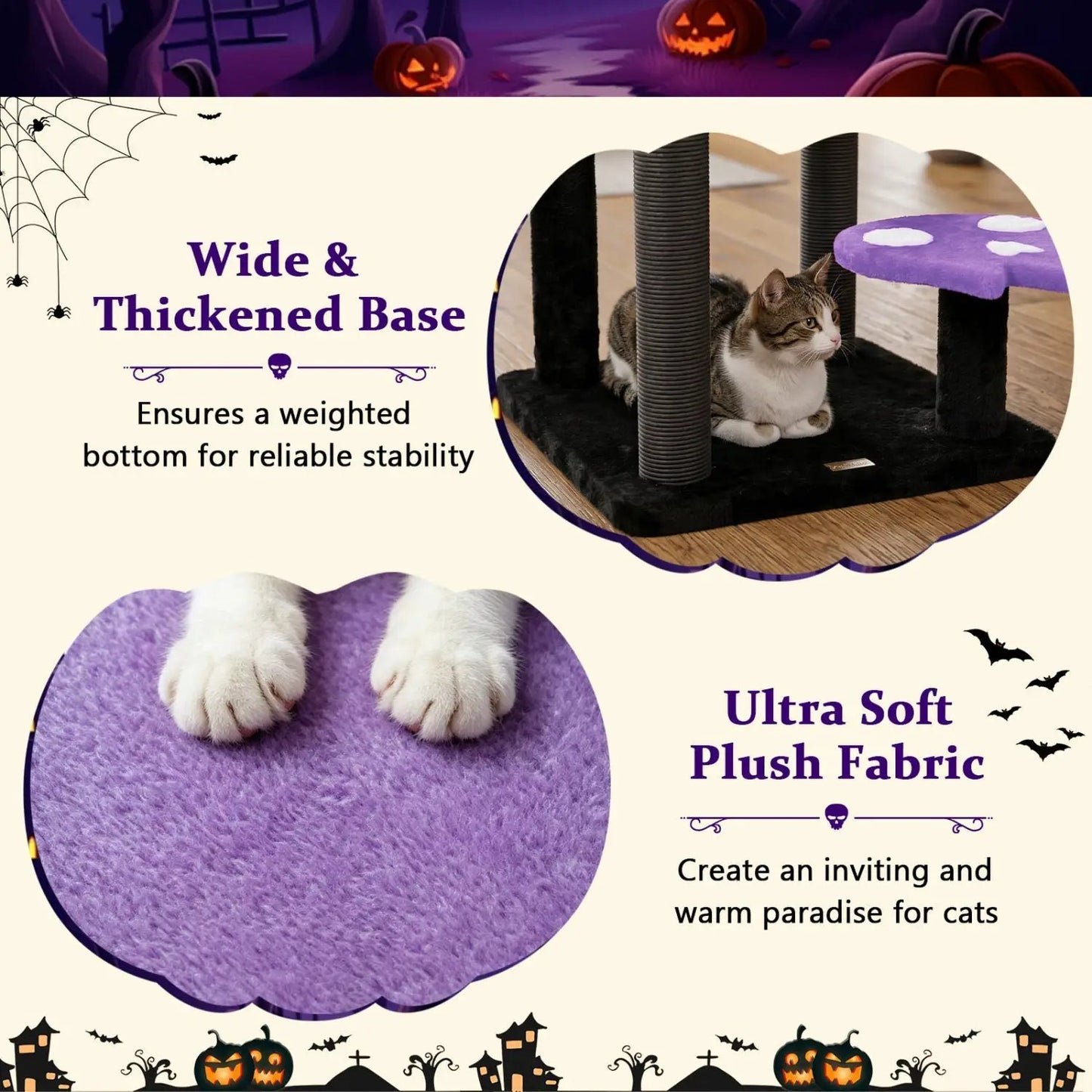 57 Gothic Cat Tower with Perch and Spider Toy