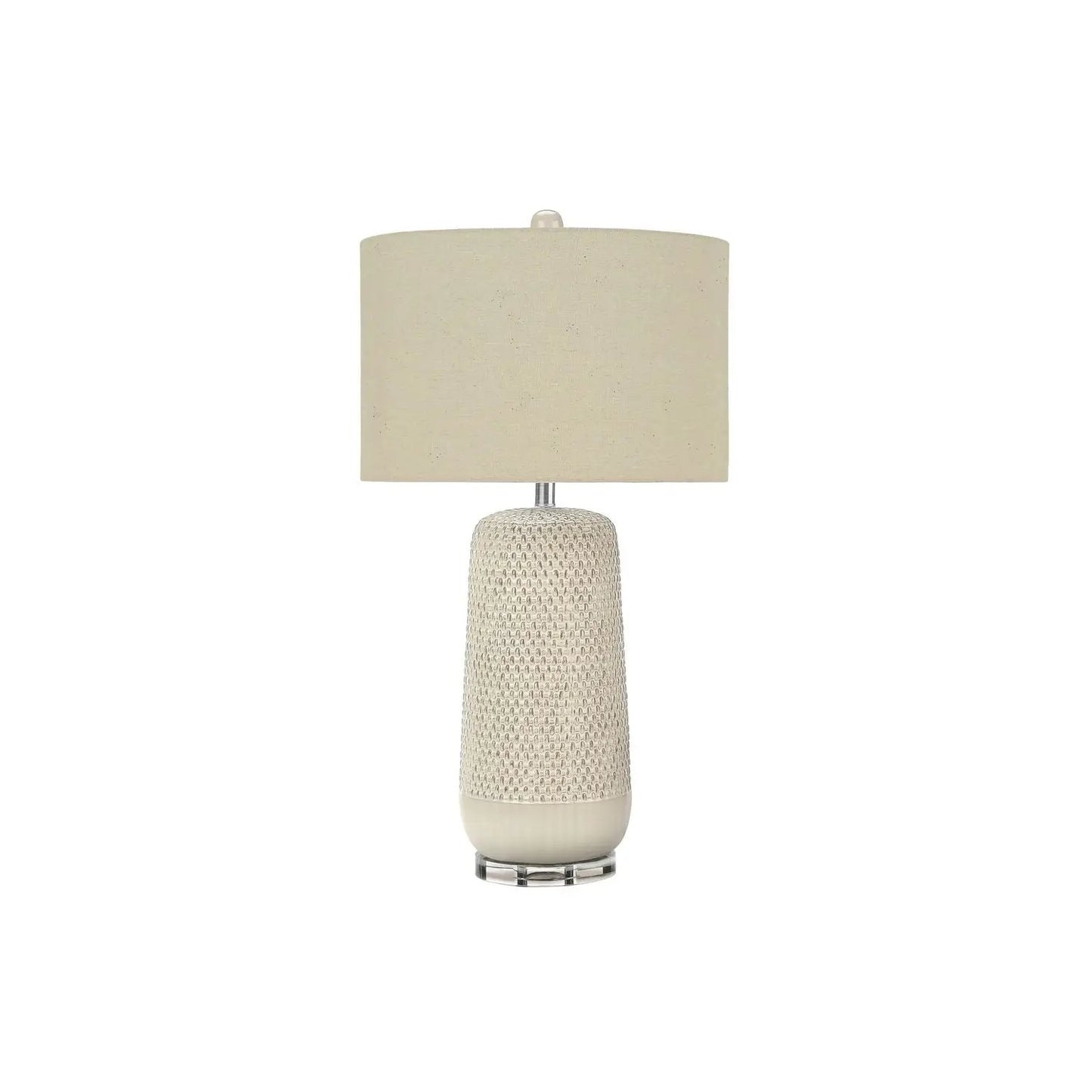 Table lamp cream ceramic base with textured pattern, beige shade by Unique Piece Furniture on Tampa Home & Garden Store