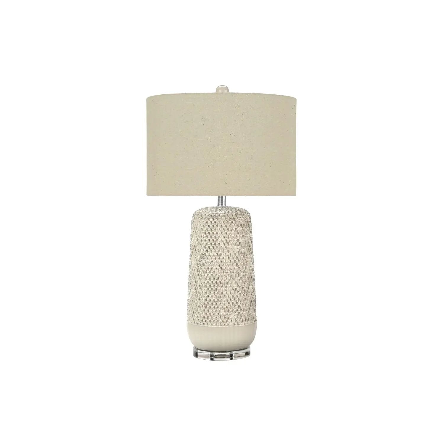 Table lamp cream ceramic base with textured pattern, beige shade by Unique Piece Furniture on Tampa Home & Garden Store