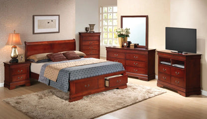 Upholstered Sleigh Bed with Dovetail Drawers