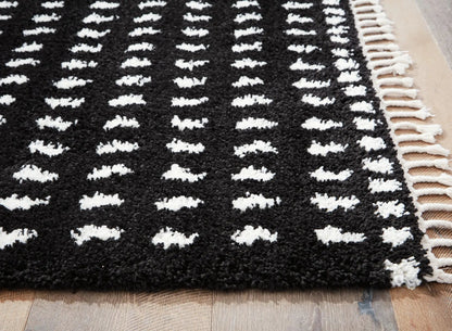 Minston Shag Rug with Dot Design Black and White