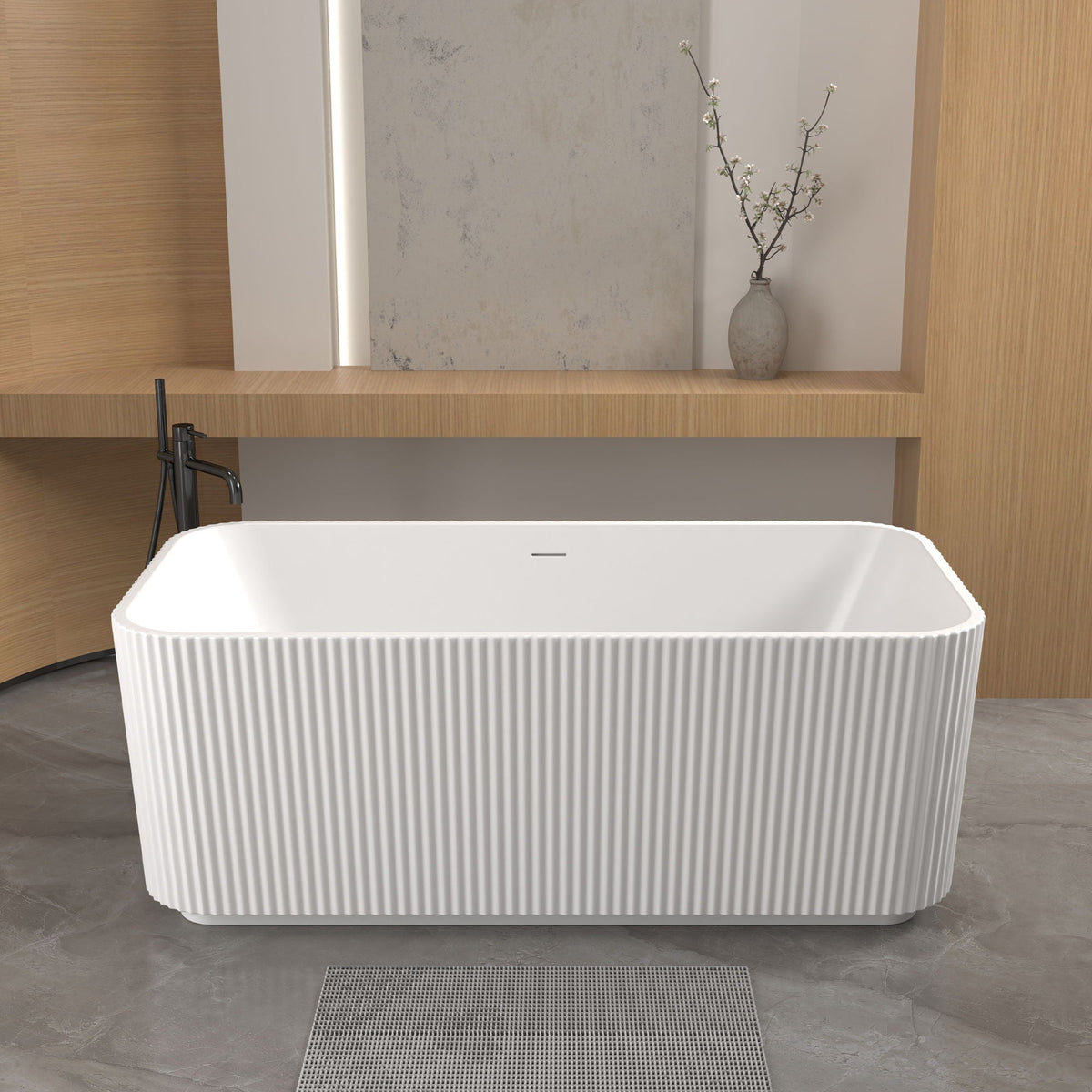 Linear freestanding soaker tub in gloss white by HouseOfZazla on Tampa Home & Garden Store
