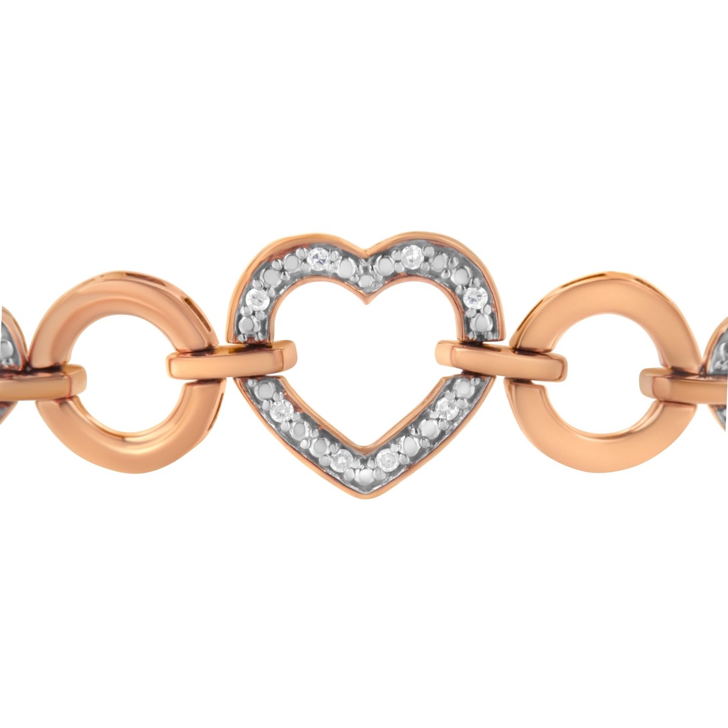 Bracelet Bids.com rose gold heart diamond-link, adjustable 6–10 in. on Tampa Home & Garden Store