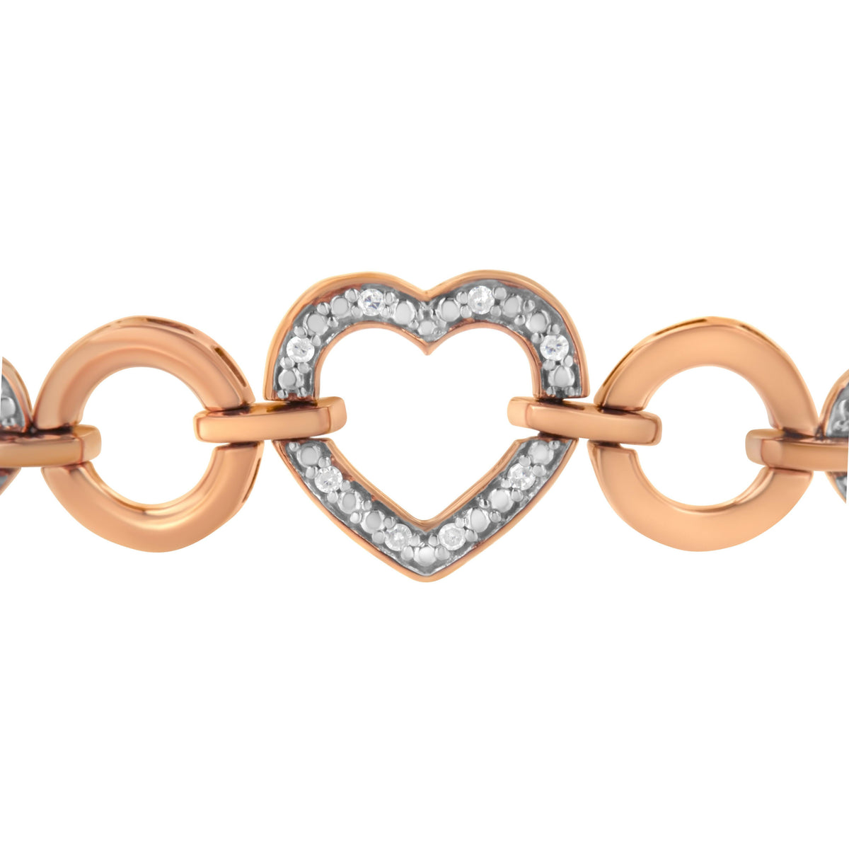 Bracelet Bids.com rose gold heart diamond-link, adjustable 6–10 in. on Tampa Home & Garden Store