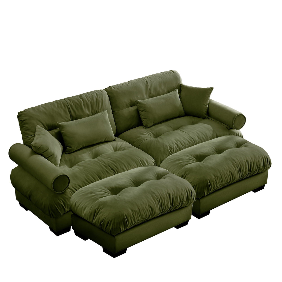 Super Comfort Oversized Modular Sectional Sofa with Movable Ottoman, olive green, 2-piece set on Tampa Home & Garden Store