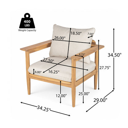 Terassi outdoor lounge chair Set of 2 with beige cushions in light teak wood on Tampa Home & Garden Store