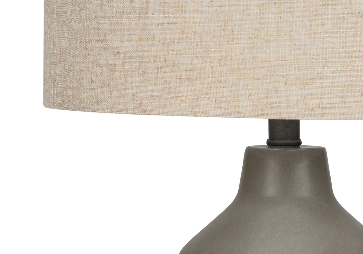 Lighting Table Lamp Concrete Contemporary by HouseOfZazla with beige linen shade and gray base on Tampa Home & Garden Store