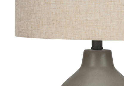 Lighting Table Lamp Concrete Contemporary by HouseOfZazla with beige linen shade and gray base on Tampa Home & Garden Store