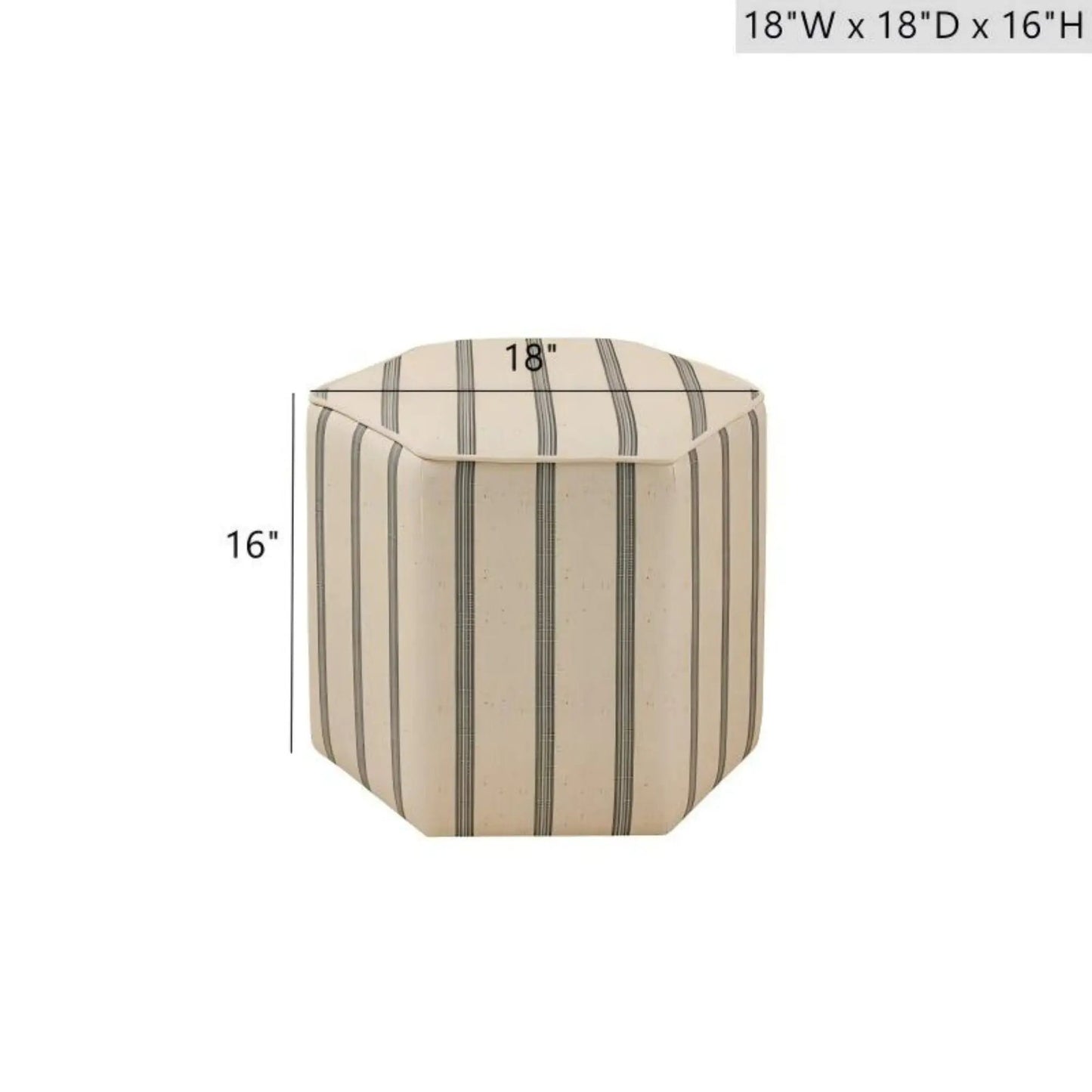 Accent Ottoman Printed Stripe beige striped fabric 18W x 18D x 16H on Tampa Home & Garden Store