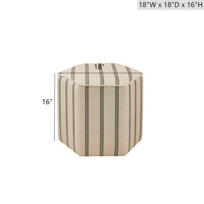 Accent Ottoman Printed Stripe beige striped fabric 18W x 18D x 16H on Tampa Home & Garden Store