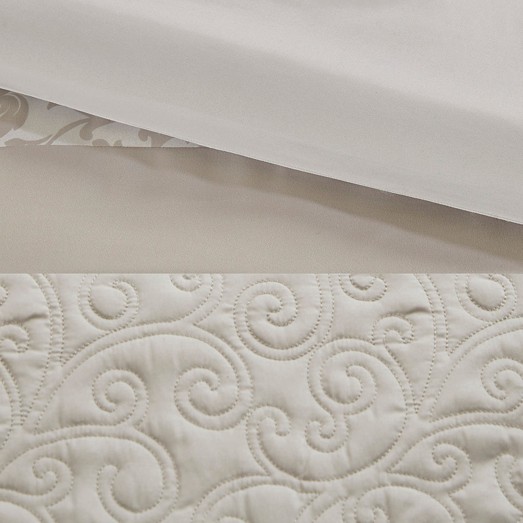 Embroidered 8 Piece Comforter Set Neutral Queen