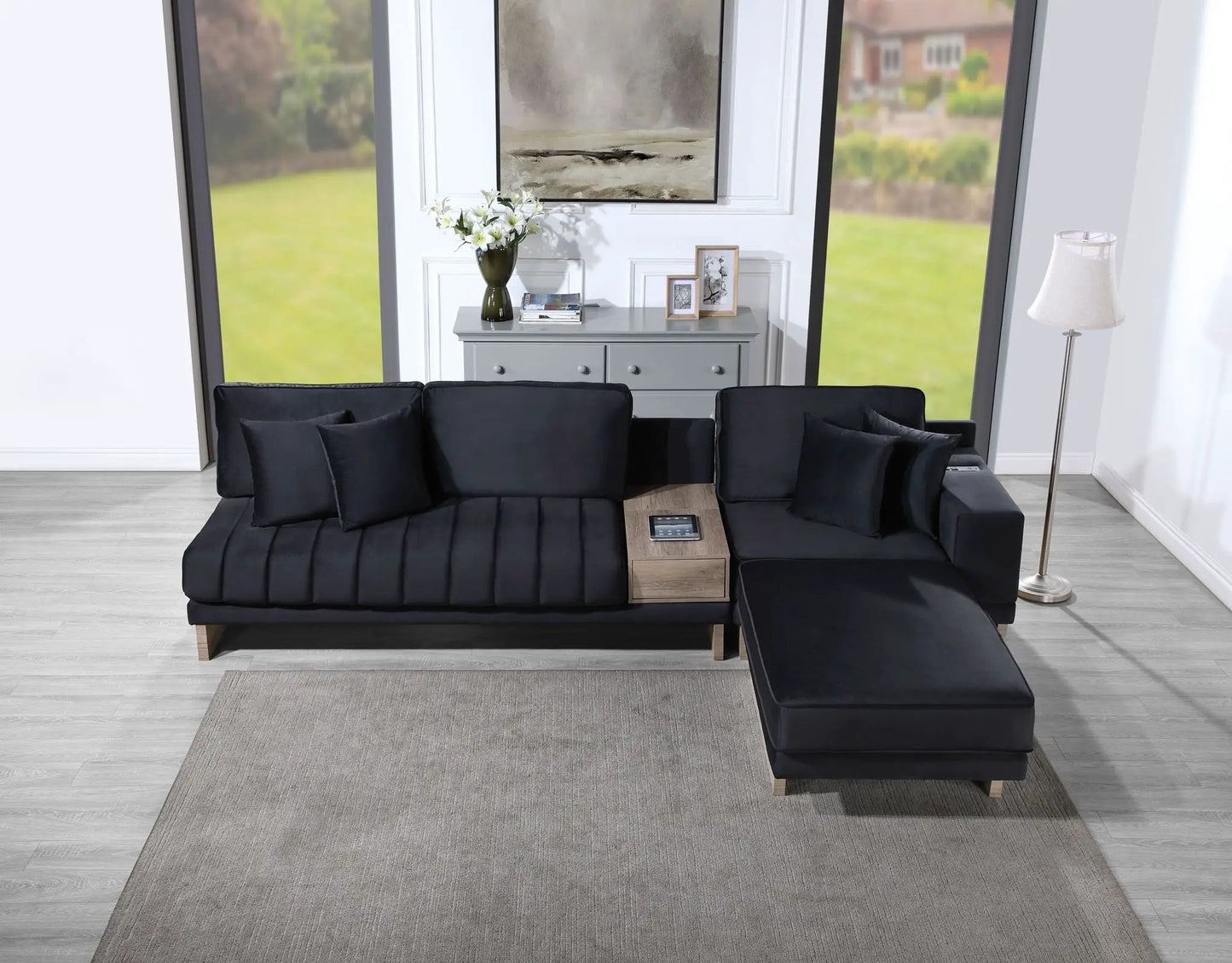 Memphis reversible sectional ottoman with storage in black, 2-piece set by Unique Piece Furniture on Tampa Home & Garden Store