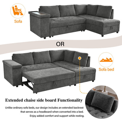 L Shape Sectional with Pull Out Bed and Storage