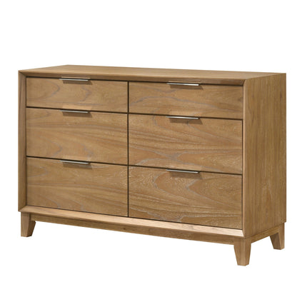 Six Drawer Natural Wood Dresser for the Bedroom