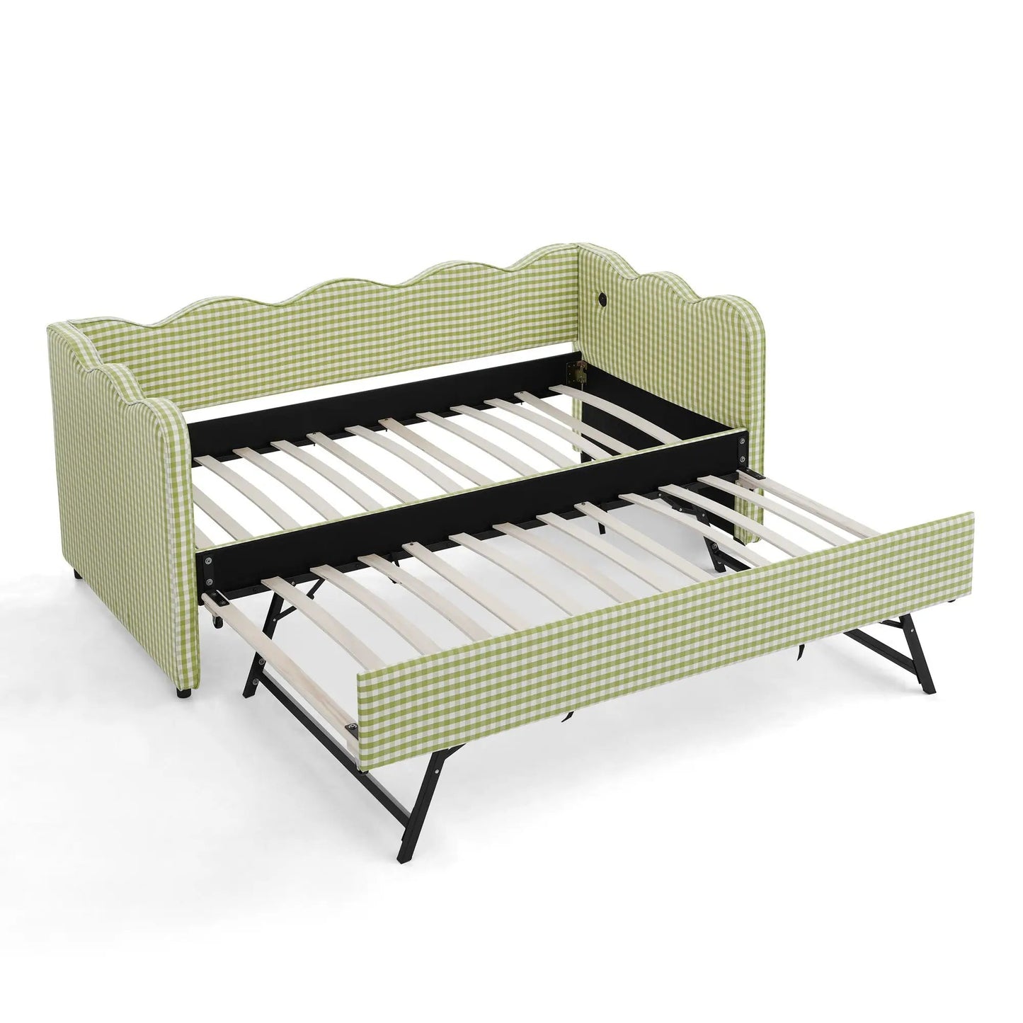 Gingham Daybed With USB Port and Wave Design