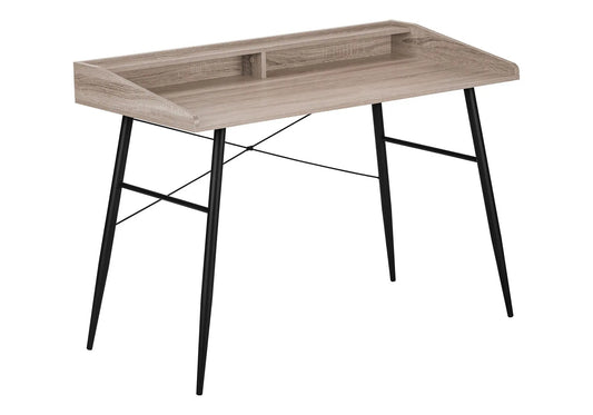 Computer desk in light wood with built-in shelf and black metal legs on Tampa Home & Garden Store