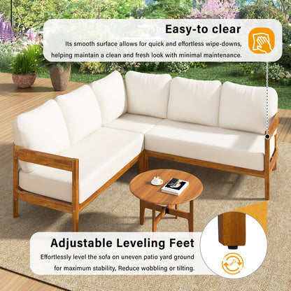 U_Style Acacia Solid Wood Outdoor Furniture Set with white cushions by HouseOfZazla on Tampa Home & Garden Store