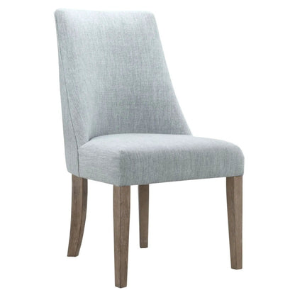 Comfortable upholstered dining chairs set of 2 in light gray fabric with wooden legs on Tampa Home & Garden Store