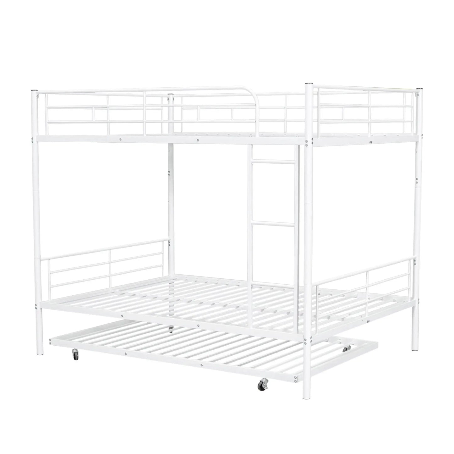 White steel bunk bed frame with guard rails and ladder by Unique Piece Furniture on Tampa Home & Garden Store