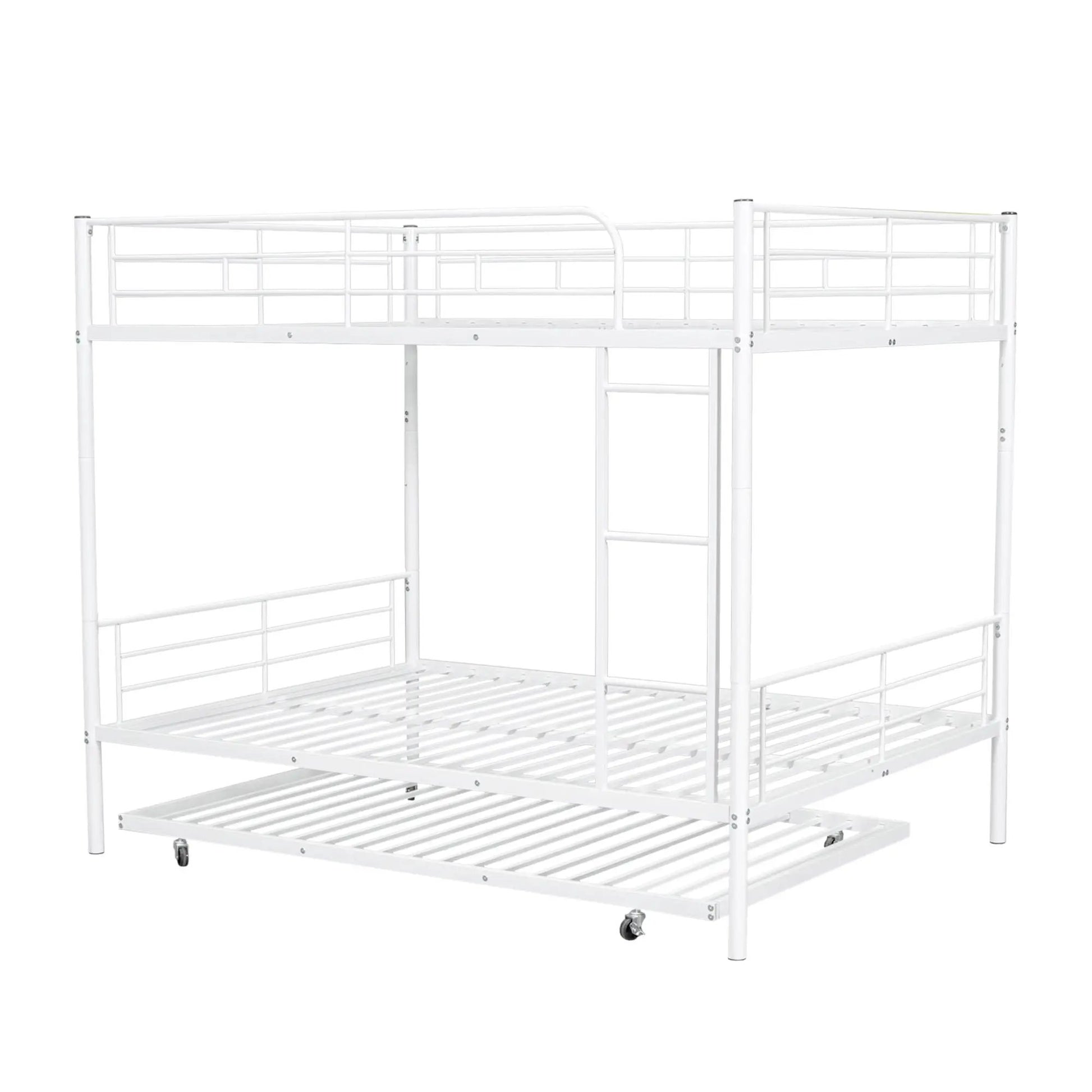 White steel bunk bed frame with guard rails and ladder by Unique Piece Furniture on Tampa Home & Garden Store
