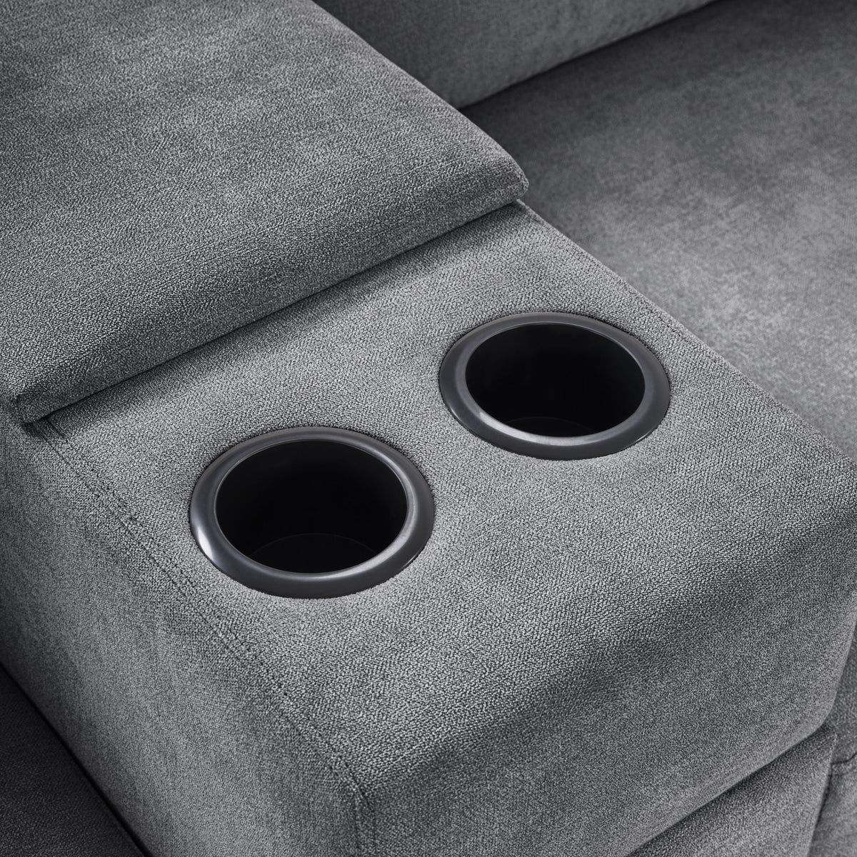 Modular 5-seat U-shape sectional sofa in gray fabric with built-in cup holders (3) on Tampa Home & Garden Store