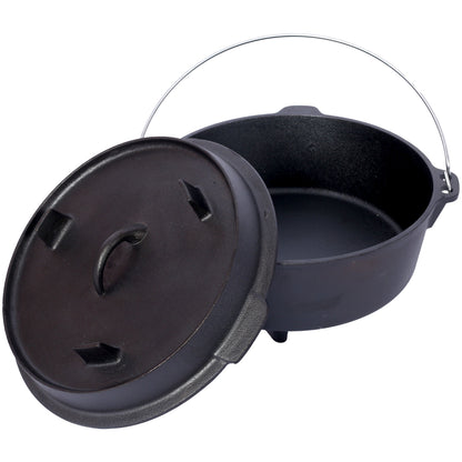 Pre-seasoned cast iron Dutch oven with skillet lid in black on Tampa Home & Garden Store