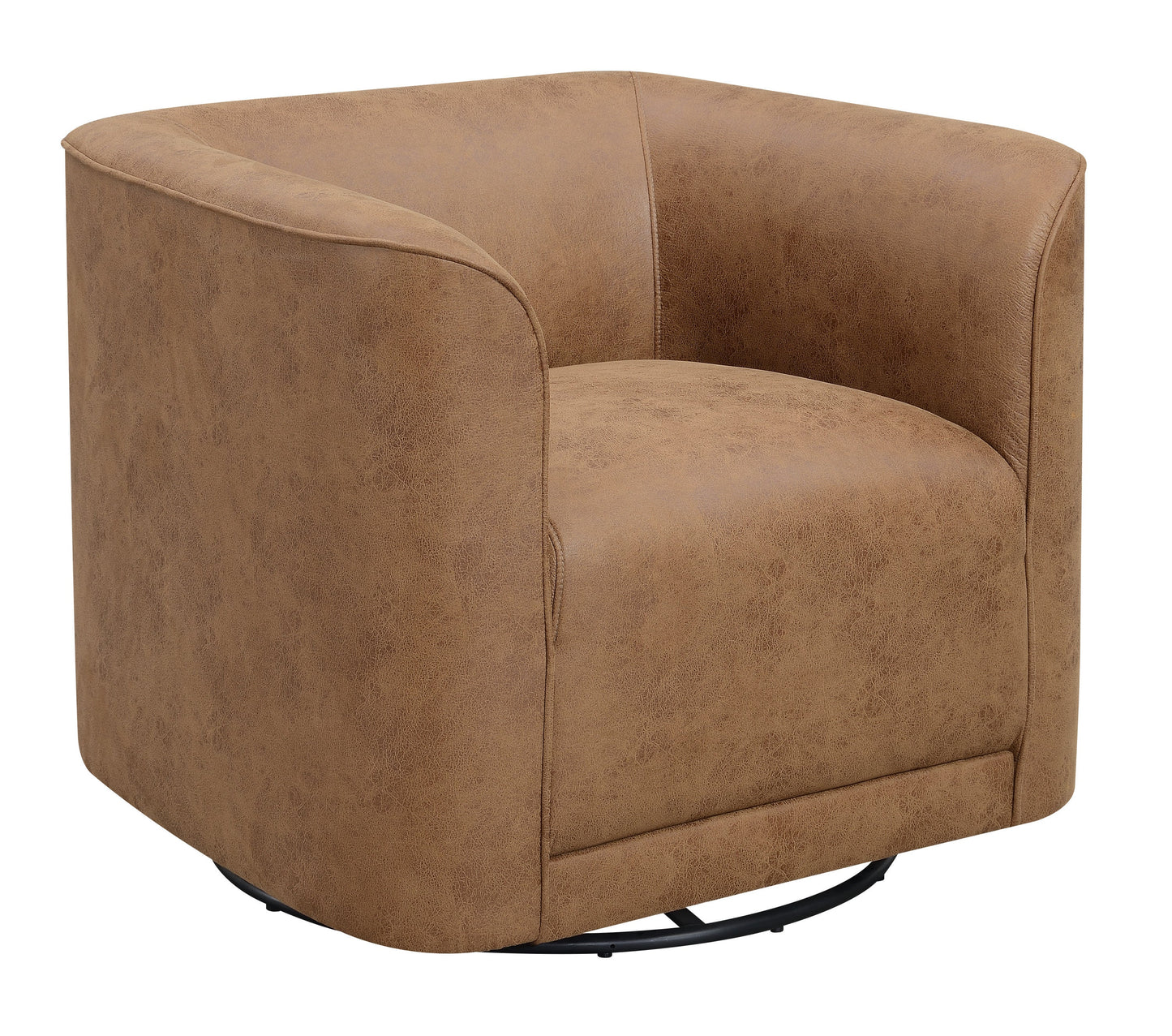 Brown Swivel Accent Chair, cognac leather-look upholstery, HouseOfZazla, 360° swivel base on Tampa Home & Garden Store