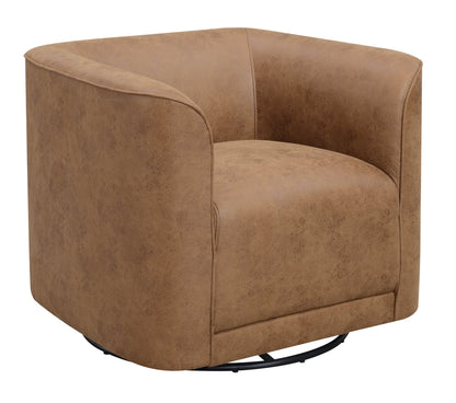 Brown Swivel Accent Chair, cognac leather-look upholstery, HouseOfZazla, 360° swivel base on Tampa Home & Garden Store