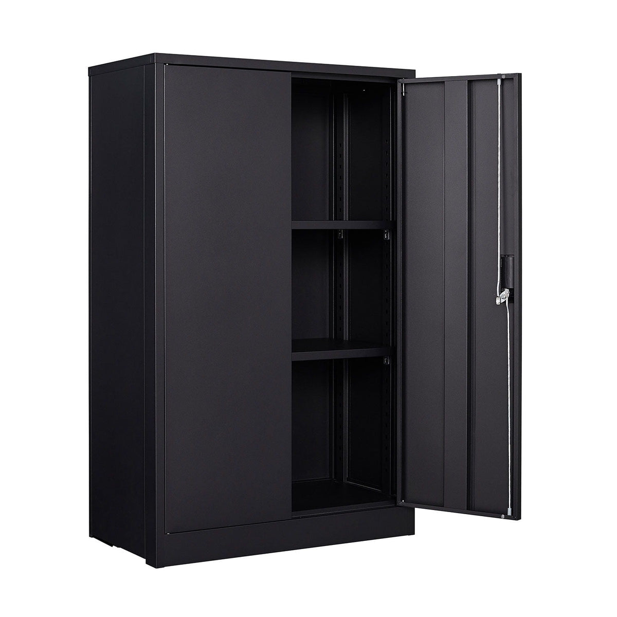 Metal storage cabinet with locking doors and adjustable shelves in black by HouseOfZazla on Tampa Home & Garden Store
