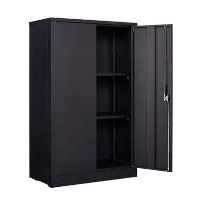 Metal storage cabinet with locking doors and adjustable shelves in black by HouseOfZazla on Tampa Home & Garden Store