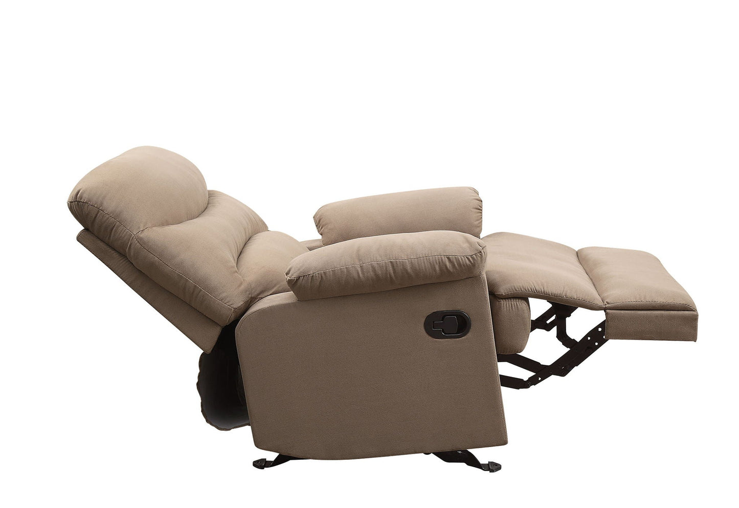 Arcadia Micro Motion Glider Recliner tan leather by HouseOfZazla, reclining chaise longue on Tampa Home & Garden Store