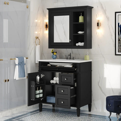 Bathroom Vanity with Top Sink and Mirror Cabinet
