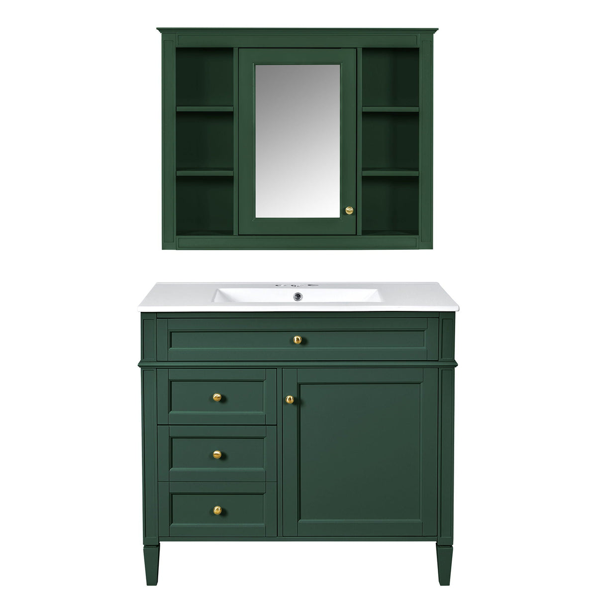 Bathroom vanity with mirror cabinet, green, single sink, soft closing doors by HouseOfZazla on Tampa Home & Garden Store