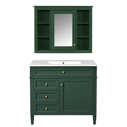 Bathroom vanity with mirror cabinet, green, single sink, soft closing doors by HouseOfZazla on Tampa Home & Garden Store