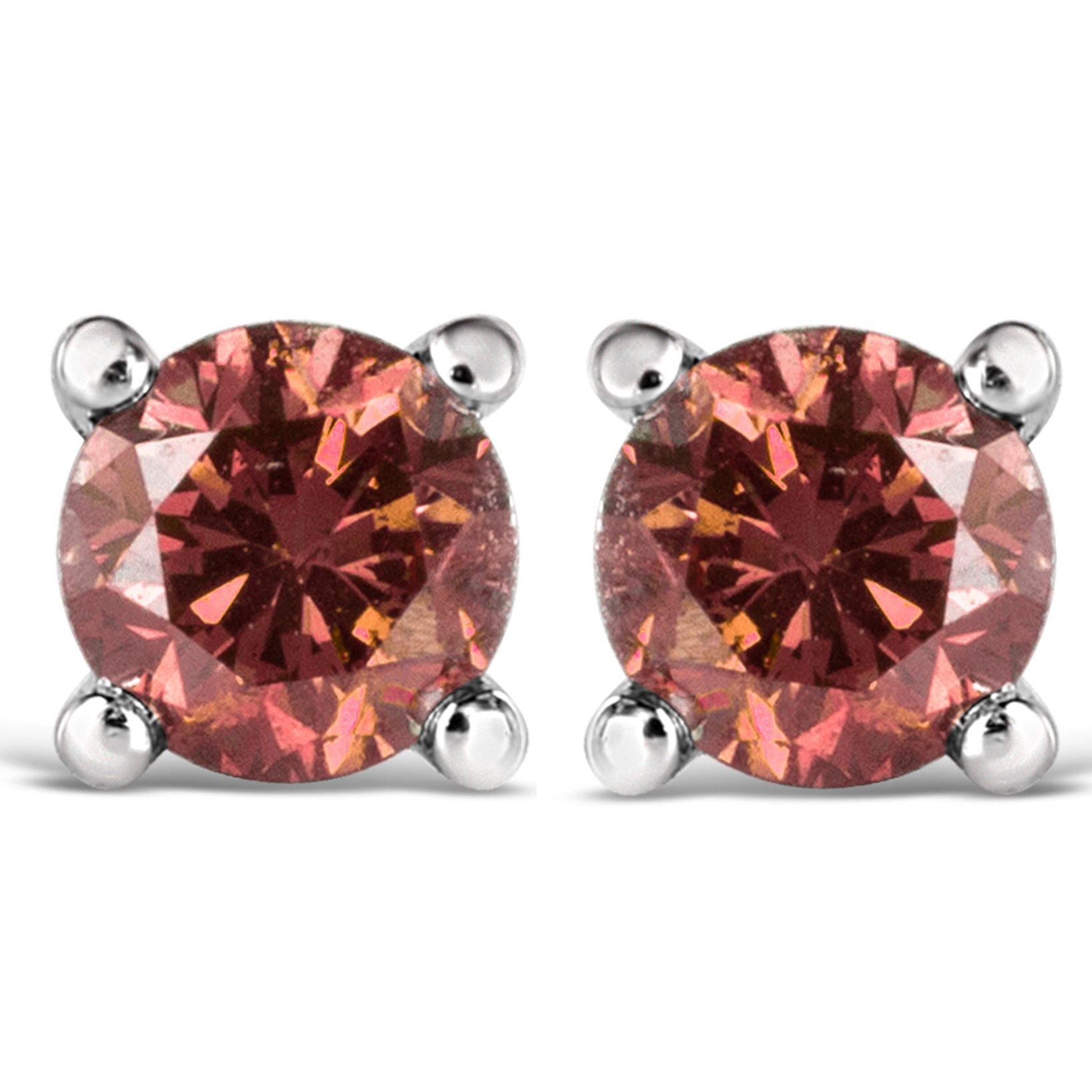 Pair of 14K white gold pink diamond stud earrings, 1.0 cttw, 4-prong solitaire, Bids.com on Tampa Home & Garden Store