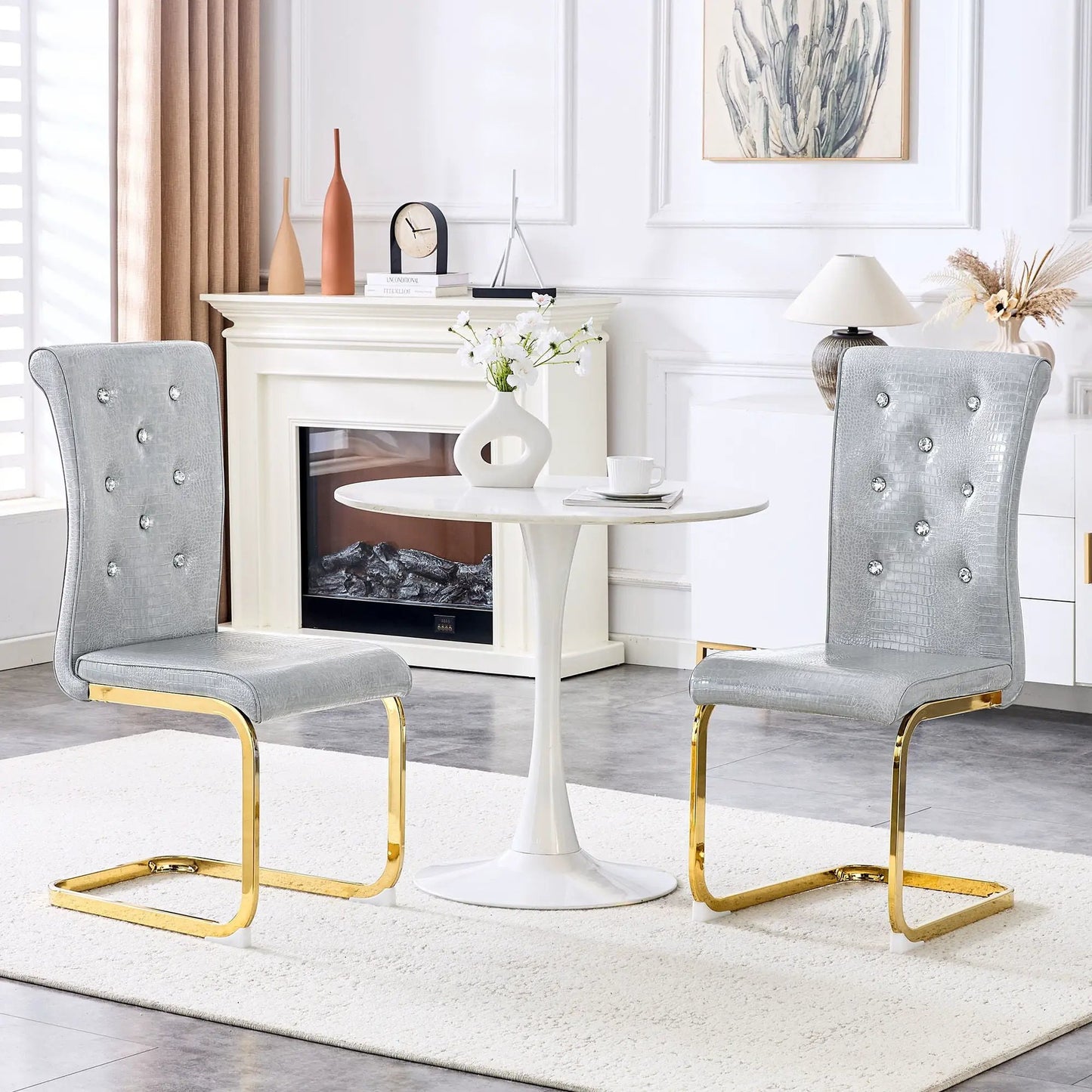 Elegant Faux Alligator Upholstered Dining Chairs