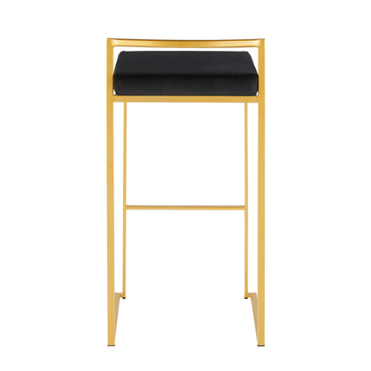 Fuji Contemporary Glam Barstool with black cushion and gold frame by Unique Piece Furniture on Tampa Home & Garden Store