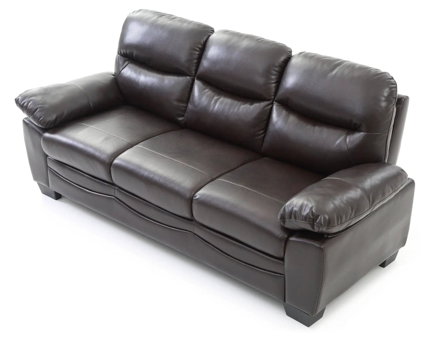 Marta sofa by Unique Piece Furniture in dark brown leather with plush back cushions on Tampa Home & Garden Store