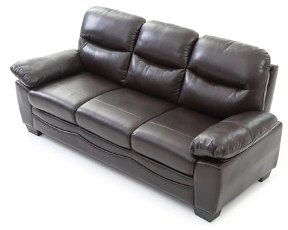Marta sofa by Unique Piece Furniture in dark brown leather with plush back cushions on Tampa Home & Garden Store