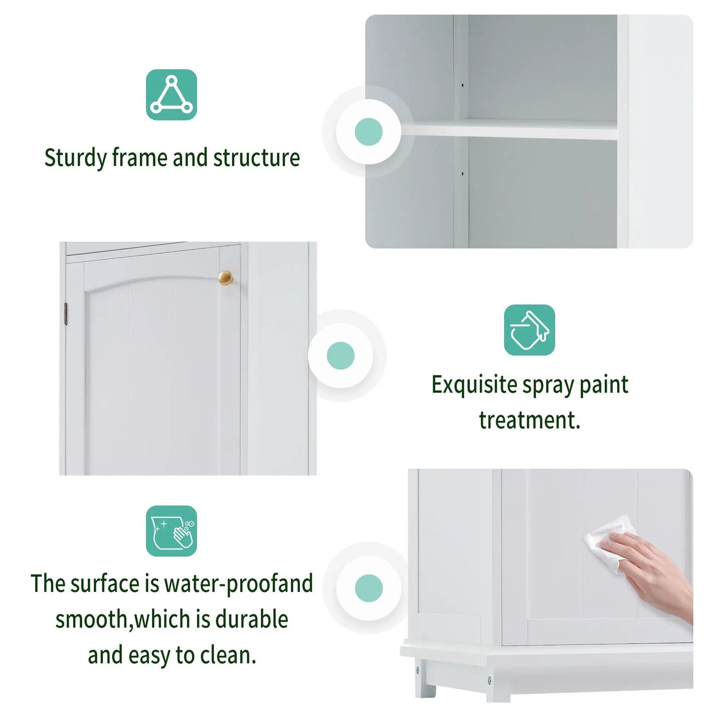 Tall Bathroom Storage Cabinet with Glass Doors
