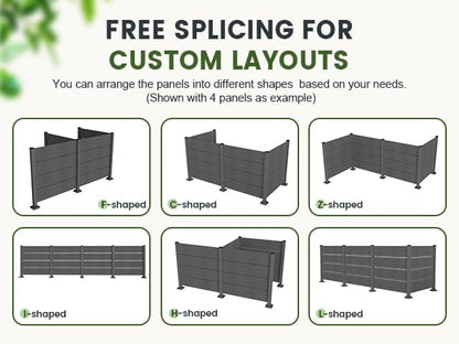 Dark Vinyl Outdoor Privacy Screen and Four Panels