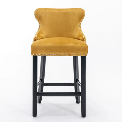 Contemporary Wing-Back Barstools with Tufting