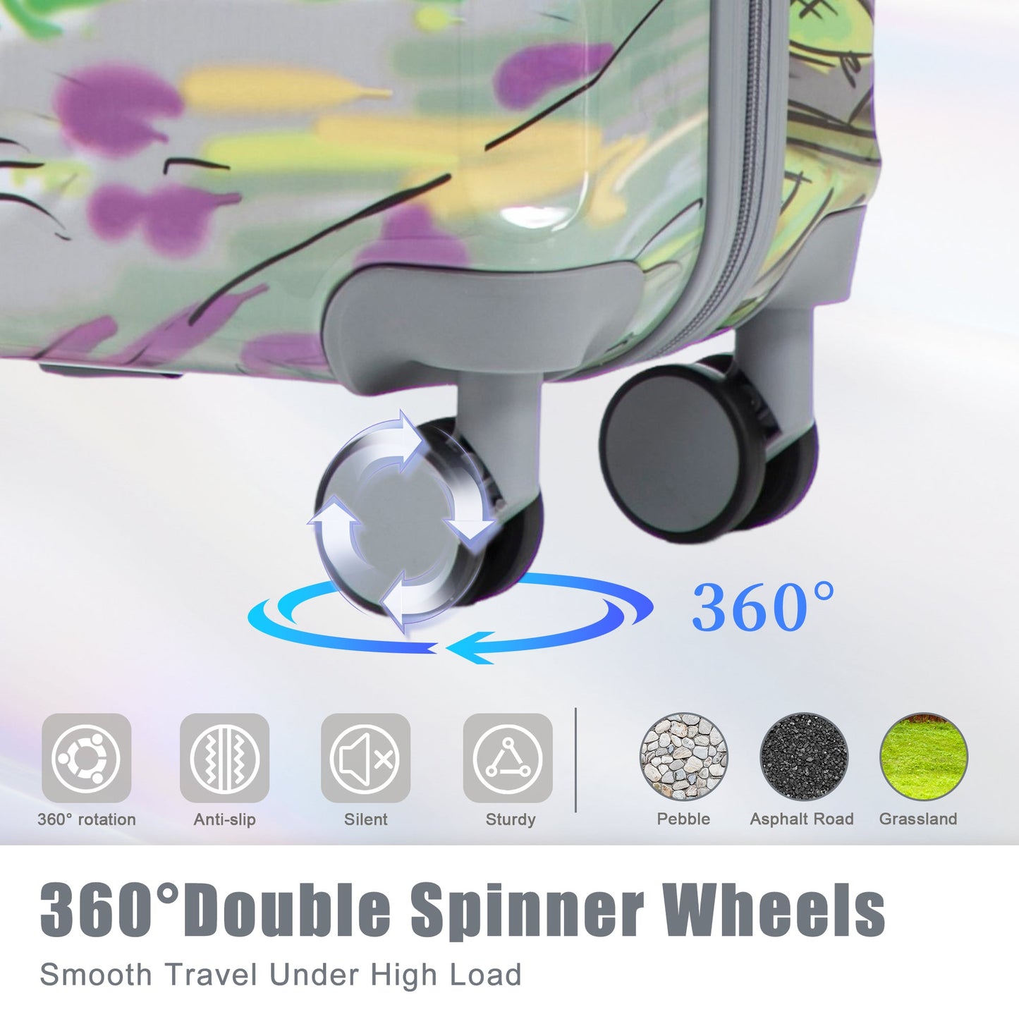 3-Piece PC Spinner Wheel Luggage Set pastel floral hard case HouseOfZazla with 360° wheels on Tampa Home & Garden Store