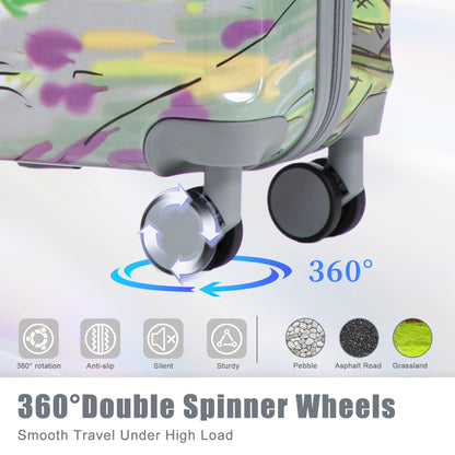 3-Piece PC Spinner Wheel Luggage Set pastel floral hard case HouseOfZazla with 360° wheels on Tampa Home & Garden Store