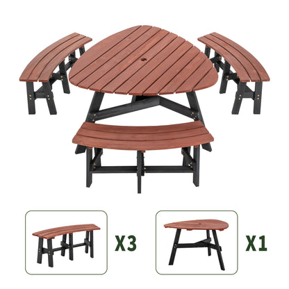 Rustic Outdoor Fir Wood Picnic Table with Six Seats