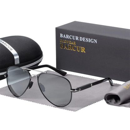 Stevvex polarized sunglasses with UV400, black metal frame, gray lenses, case and box on Tampa Home & Garden Store