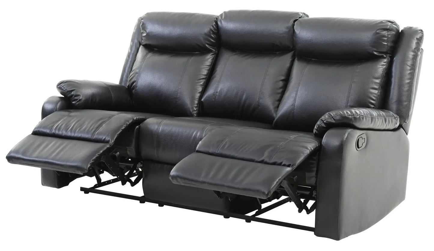 Contemporary three-seater reclining black leather sofa by Unique Piece Furniture on Tampa Home & Garden Store