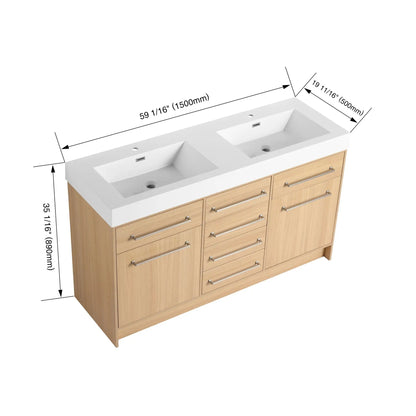 Freestanding Vanity With Resin Sink and Drawers